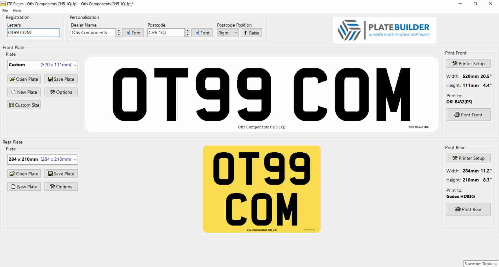 PlateBuilder number plate printing software